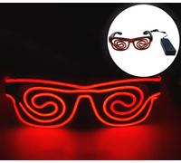 Occhiali luminosi a LED, Occhiali al neon Occhiali con luce a spirale a LED Occhiali Flash regolabili con custodia per batterie di controllo cablato per la festa di Natale di Halloween (rosso)