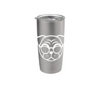 Occhiali minimalisti a forma di carlino, design con sagoma di cane nerd Bicchiere termico in acciaio inox doppia parete