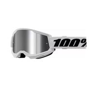 Occhiali Motocross 100% MX Strata 2 Bianco Argento Specchio MTB ATV