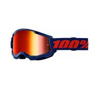 Occhiali Motocross 100% MX Strata 2 Unisex Adulto Specchio Navy Rosso