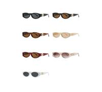 Occhiali ovali alla moda retrò sottili, confezione da 7 pezzi, montatura in PC, doppio cerchio in metallo, decorazione in metallo, lenti colorate per guida all'aperto, viaggi, spiaggia