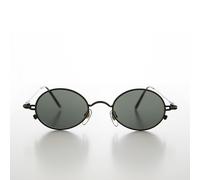 Occhiali Ovali In Metallo Vintage Anni '90 Sole Nero / Verde - Greco