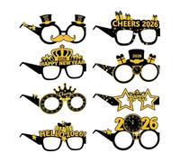 Occhiali per Capodanno, 8 pezzi, accessori per feste, accessori per foto, occhiali in costume per eventi festivi, per bambini, adolescenti, padrone, cene in ufficio, canzoni di Natale, riunioni di