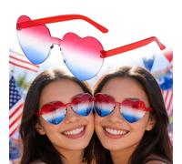 Occhiali per il 4 luglio con stile rosso, bianco e blu, per commemorazioni, feste a forma di cuore, occhiali patriottici statunitensi, per commemorazioni, giorno dell'indipendenza, sfilata, accessori