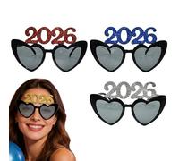 Occhiali per il nuovo anno 2026 - 2026 Occhiali Divertenti a Forma di Cuore | Occhiali Per La Celebrazione Del Felice Anno Nuovo - per Adulti e Adolescenti in Vacanza Mascherata Carnevale Celebrato