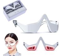 Occhiali per terapia con luce rossa per la cura della pelle, specifici per occhiaie e borse sotto gli occhi, dispositivo di bellezza avanzato per la riduzione di occhiaie, gonfiori e rughe,(bianco)