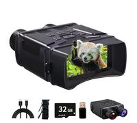Occhiali per visione notturna 2,7 K, binocolo con zoom 10X e schermo LCD da 7,6 cm con batteria ricaricabile a infrarossi, 3000 mAh, scheda TF da 32 GB, registrazione video e audio per campeggio
