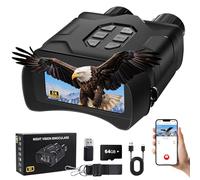 Occhiali per visione notturna, binocolo per visione notturna 5K per adulti, zoom digitale 10x, schermo IPS UHD da 4" e scheda TF da 64 GB per foto e video, perfetti per campeggio all'aperto e