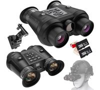 Occhiali per visione notturna con effetto visione 3D, zoom digitale 6X, FOV 40°, binocolo a infrarossi montato sulla testa per adulti, registrazione video 4K in completa oscurità (include scheda 2 x