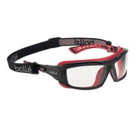 Bollé ULTIM8 - Montura PC negro/TPR rojo - PC incoloro anti-rayaduras y anti-vaho PLATINUM - Cinta polyester - Patillas para transformación