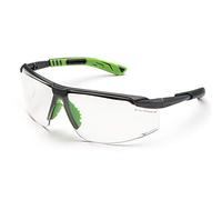 UNIVET | 5X8 Clear Plus, Occhiali Protettivi da Lavoro, Lenti Antigraffio (EN166, EN170,), Gun Metal/Verde