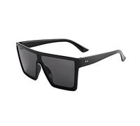 Occhiali Regali Occhiali da sole alla moda Oversize Summer Lens Flat Occhiali da sole Occhiali da sole trasparenti alla moda per le, Nero , Taglia unica