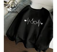 Occhiali rotondi di Harry Potter, stampa a forma di cuore e motivo ECG, felpa oversize da donna a tinta unita, top da donna in cotone, abbigliamento da donna in stile street college, adatto per abbigl