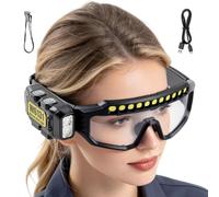 Occhiali sicurezza LED Lampada Lavoro Sicurezza Modalità Regolabili | Occhiali Ricaricabili USB, , Sensore di Movimento, Touch Per Camping Manutenzione Corsa Notturna Trekking Riparazione B