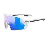 uvex sportstyle 231, occhiali sportivi unisex, privo di appannamenti, comfort senza pressione e tenuta perfetta, white-matt/mirror blue, one size