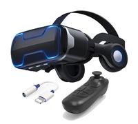 Occhiali VR 3D Visore Realtà Virtuale con Cuffie e Controller, Occhiali Virtuali 3d per Giochi e Film, VR Headset Compatibile con Tutti Gli Smartphone da 4.7-6.5 Pollici, Regali di Natale Particolari