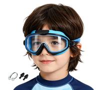Occhialini da nuoto anti appannamento, occhialini da nuoto con clip per il naso e tappi per le orecchie, anti-appannamento, a prova di perdite, impermeabili, per ragazzi e ragazze, con ampia visuale