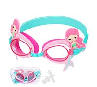 Occhialini da Nuoto Anti-Appannamento per Bambini con Tappi per le Orecchie, Occhialini da Nuoto a Sirena Carini, 180°Occhialini Piscina con Ampie Lenti, Guarnizioni in Silicone Ipoallergenico, 4-14