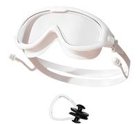 Occhialini da nuoto, con montatura ampia, anti-appannamento, per donne e uomini, con tappi per le orecchie e clip per il naso, per allenamento in acque libere e fitness in piscina