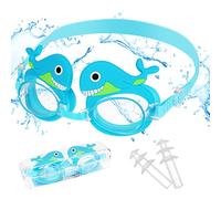 Occhialini da Nuoto Delfini, Occhialini da Nuoto per Bambini con Tappi per le Orecchie e Custodia Potabile, Antinebbia Anti-UV 180° Occhialini Piscina con Ampie Lenti per Ragazze Ragazzi Giovani 4-14