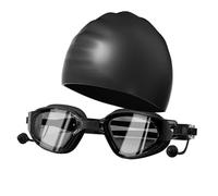 Occhialini da nuoto per adulti, 1 set di occhiali da nuoto con cuffia in silicone, ampia vista, antigraffio, cinghia regolabile, occhiali protettivi per sci, immersioni subacquee