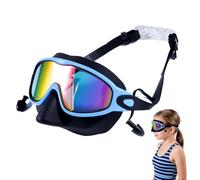 Occhialini da nuoto per bambini, 16,4 x 7,8 cm, anti appannamento, impermeabili, con nasello e tappi per le orecchie, per ragazzi e ragazze 3 ai 14 anni, ampio campo visivo, protezione UV, fascia