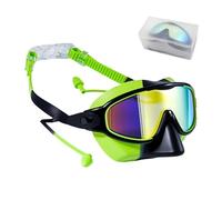 Occhialini da nuoto per bambini, 16,4 x 7,8 cm, anti appannamento, impermeabili, con nasello e tappi per le orecchie, per ragazzi e ragazze 3 ai 14 anni, ampio campo visivo, protezione UV, fascia