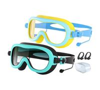 Occhialini da nuoto per bambini, con clip per il naso, protezione UV, visione ampia, a prova di perdite, per piscina all'aperto, spiaggia, mare, lago, fiume,