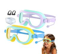 Occhialini da nuoto per bambini, con clip per il naso, protezione UV, visione ampia, a prova di perdite, per piscina all'aperto, spiaggia, mare, lago, fiume,