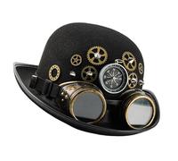 Occhialini e bussole staccabili Rivetto Rinforzato Ovale Cappello a cilindro Accessorio Costume di Halloween Per Avventure All'aperto Cappello vittoriano Steampunk Nero
