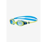 Occhialini Speedo Futura Biofuse Flaxiseal blu verde lime con lenti trasparenti blu bambini