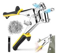 Occhiellatrice per Teloni, 400 PCS Ø10mm Occhielli Metallici, con Scalpello di Perforazione, Teste a Pinza Magnetiche, Impugnatura Ergonomica, Puncher per Teloni Pelle Cartone PVC Tessuto e Tende