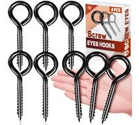 Occhielli a vite in acciaio inossidabile da 12,7 cm, confezione da 8 viti a occhiello, ganci a occhiello neri per legno, viti autofilettanti con occhiello, bulloni a occhiello, fili di fissaggio per