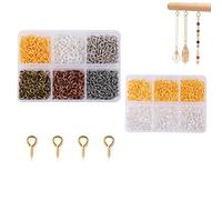 Occhielli a Vite per DIY, Set da 1000 Pezzi con 3 Misure Differenti (4x8mm, 5x10mm, 6x13mm) in Ferro, Perfetti per Gioielli, Decorazioni e Lavori Manuali, Perline, Collane, Orecchini, Bracci