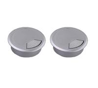 Occhielli da scrivania da 60 mm, confezione da 2 coperture rotonde in plastica, per cavi del piano di lavoro, per cavi del computer da ufficio (argento)
