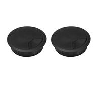 Occhielli da scrivania da 60 mm, confezione da 2 coperture rotonde in plastica per fori per cavi del computer, per piano di lavoro, scrivania e computer (nero)