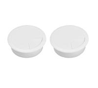 Occhielli da scrivania da 60 mm, confezione da 2 coperture rotonde in plastica per fori per cavi del computer, per piano di lavoro, scrivania e computer da ufficio (bianco)