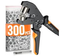 Occhielli per Teloni Professionali,Preciva Occhiellatrice per Teloni Multifunzione,con 300 Pezzi Occhiello (Ø interno 10mm),per Pelle Telone Cartone PVC Tessuto e tende da sole etc