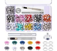 Occhiello Strumento Kit, 500 Set 5mm Occhielli Grommet Rondelle, 3 Pezzi Metallo d'Ottone Strumento Installazione Occhiello per Scarpe, Abbigliamento, Borsa, Tela, Fai-Da-Te (10 Colori) - Stile C