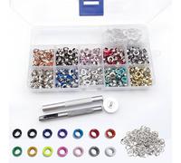 Occhiello Strumento Kit, 500 Set 5mm Occhielli Grommet Rondelle, 3 Pezzi Metallo d'Ottone Strumento Installazione Occhiello per Scarpe, Abbigliamento, Borsa, Tela, Fai-Da-Te (10 Colori) - Stile C