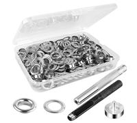 Occhiello Strumento Kit, Occhielli per Teloni, 120 Pezzi Occhielli Metallici Occhiellatrice per Teloni,Grommet con 3 pezzi Strumenti, Occhiello Strumento Kit per Abbigliamento,Borse,Tela,Tende,Scarpe