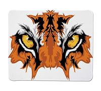 (Occhietto per mouse) [Occhio, Occhi di Tigre Mascotte grafica Viso animale Gatto del Bengala Safari africano Predator Tema Decorativo, Arancione Giallo Nero] Bordo cucito Antiscivolo Gomma