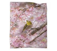 Occhio bianco Stampa 3D Fiore di ciliegio Branch Tiro Bambini Coperta Peluche Coperta Da Viaggio Leggera Microfibra Per Tutte Le Stagioni Per Divano Letto E Divano Per Adulti 40x50inch(100x130cm)