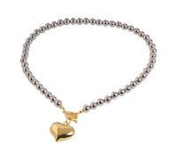 Occhio Catching Oversize Cuore Bead Catena Collana Lunghezza Regolabile Clavicola Catena Per Le Donne Gioielli di Modo Regalo Alla Moda Gioielli Di Colore Vivace Regalo, Misura unica, come descritto