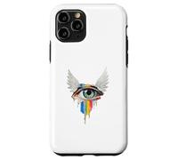 Occhio Con Ali Arcobaleno Bulbo Oculare Serafino Strano Estetica Custodia per iPhone 11 Pro