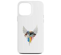 Occhio Con Ali Arcobaleno Bulbo Oculare Serafino Strano Estetica Custodia per iPhone 13 Pro Max