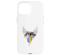 Occhio Con Ali Arcobaleno Bulbo Oculare Serafino Strano Estetica Custodia per iPhone 15