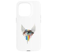Occhio Con Ali Arcobaleno Bulbo Oculare Serafino Strano Estetica Custodia per iPhone 15 Pro