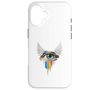 Occhio Con Ali Arcobaleno Bulbo Oculare Serafino Strano Estetica Custodia per iPhone 16