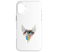 Occhio Con Ali Arcobaleno Bulbo Oculare Serafino Strano Estetica Custodia per iPhone 16 Plus